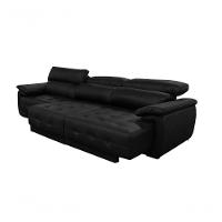 Sofá Retrátil E Reclinável De Couro Filipinas (3 Módulos) 3,60 M Preto Pigmentado- Mempra Design - 3