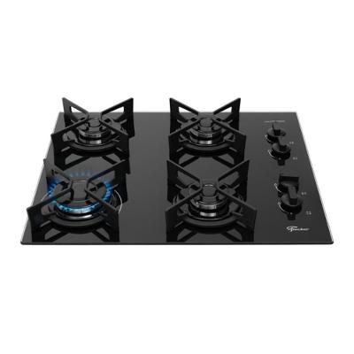 Cooktop a Gás Fischer Fit Line Trempe Iron 4 Bocas Vidro Temperado Preto Bivolt