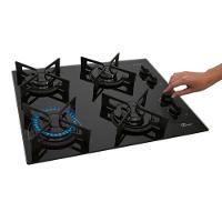 Fogao Cooktop 4 Bocas Fit Line Trempe Iron Fischer Preto Bivolt