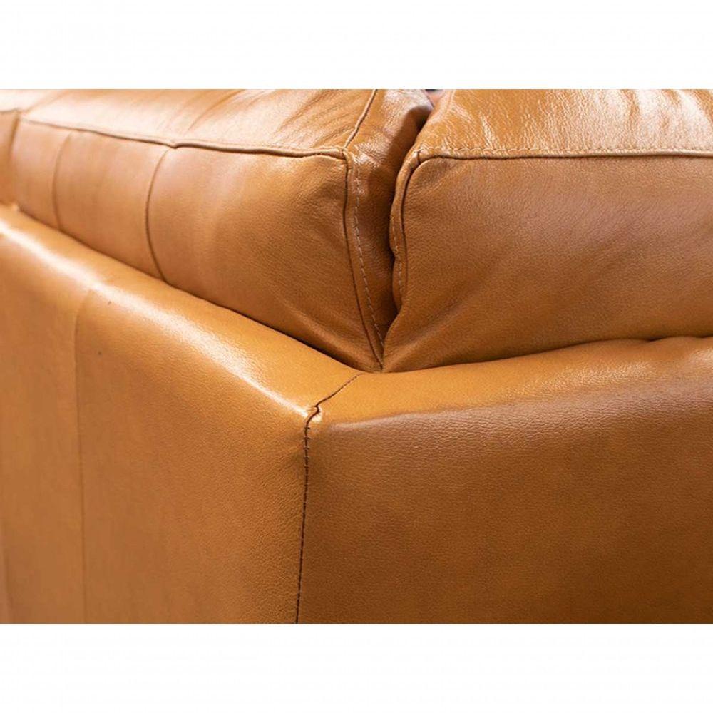 Sofá De Couro Canto Marrocos 3 Lugares Com Chaise Esquerda Caramelo - Mempra Design - 2