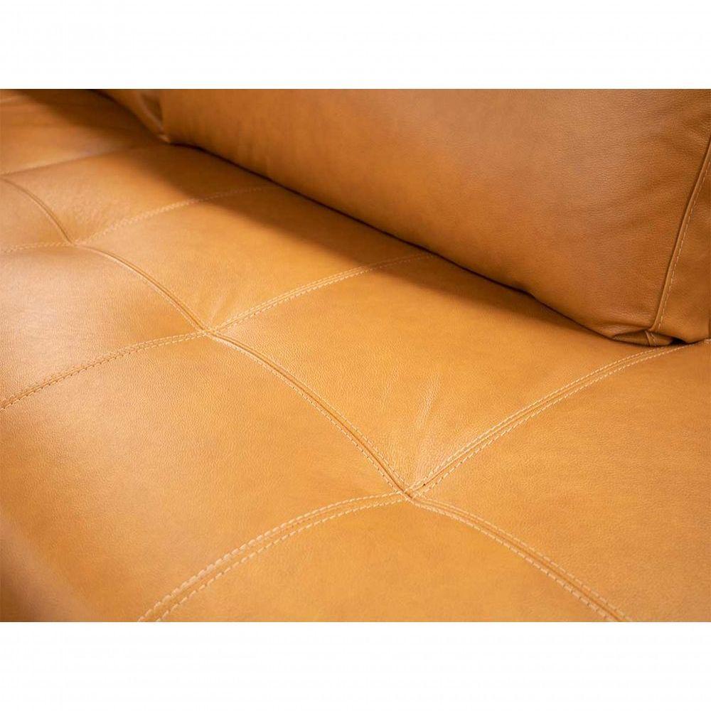 Sofá De Couro Canto Marrocos 3 Lugares Com Chaise Esquerda Caramelo - Mempra Design - 3