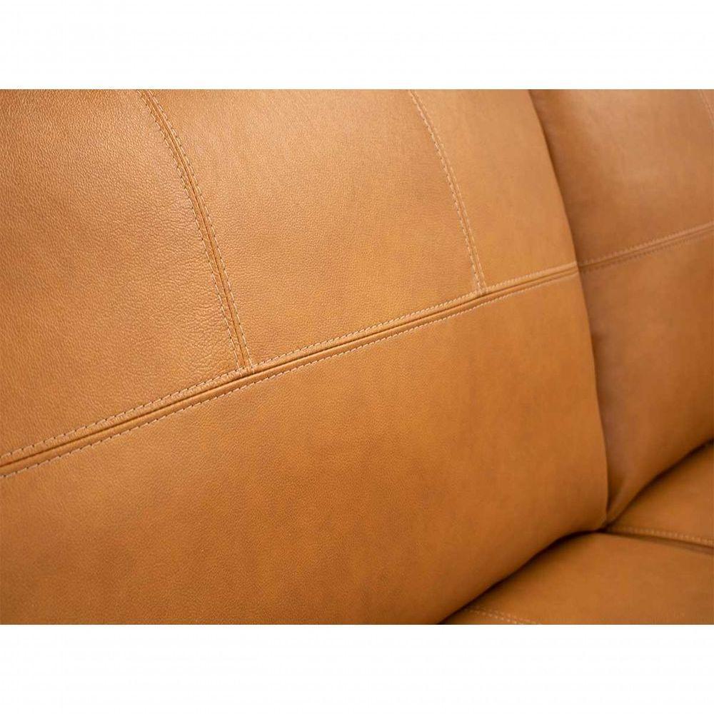 Sofá De Couro Canto Marrocos 3 Lugares Com Chaise Esquerda Caramelo - Mempra Design - 4