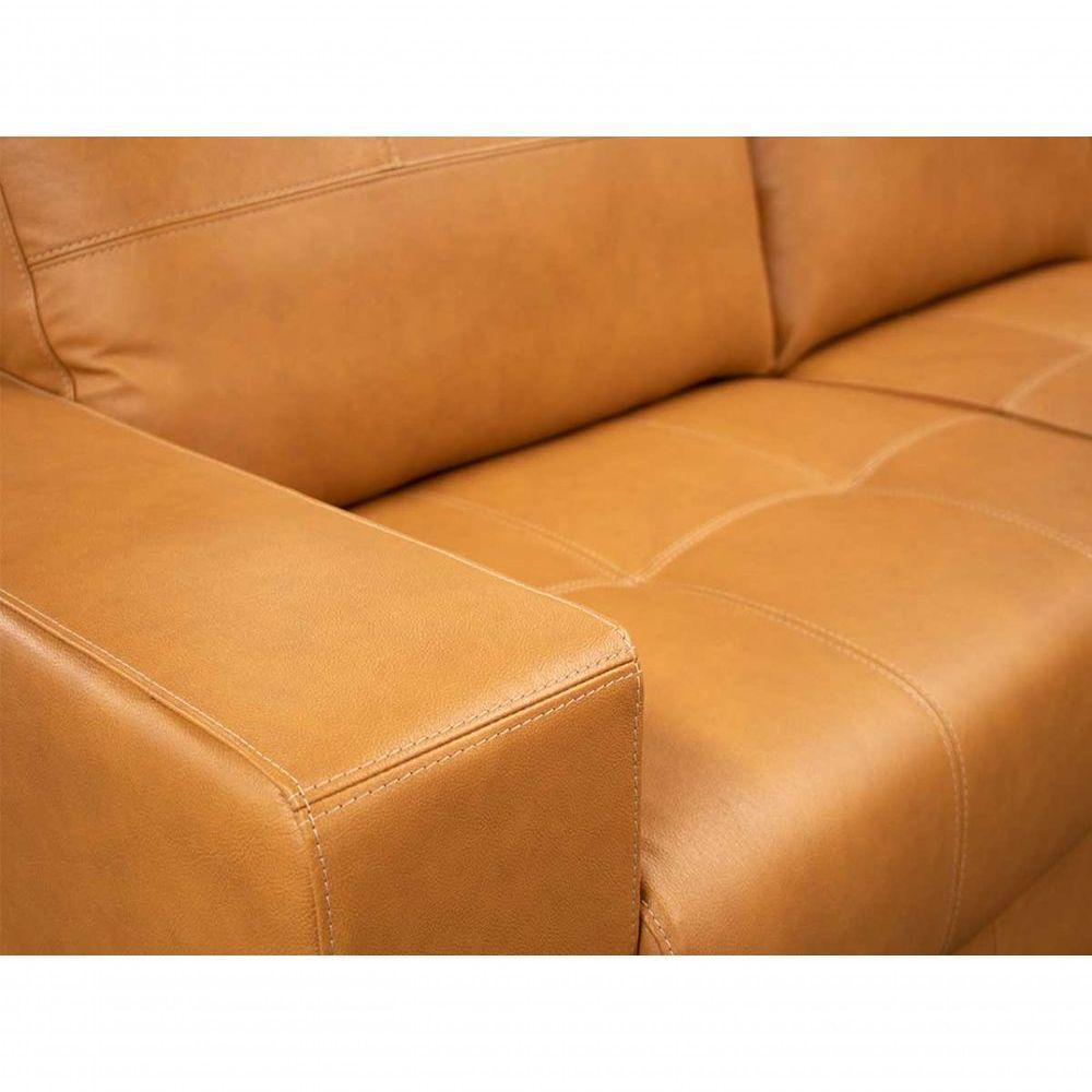 Sofá De Couro Canto Marrocos 3 Lugares Com Chaise Esquerda Caramelo - Mempra Design - 6