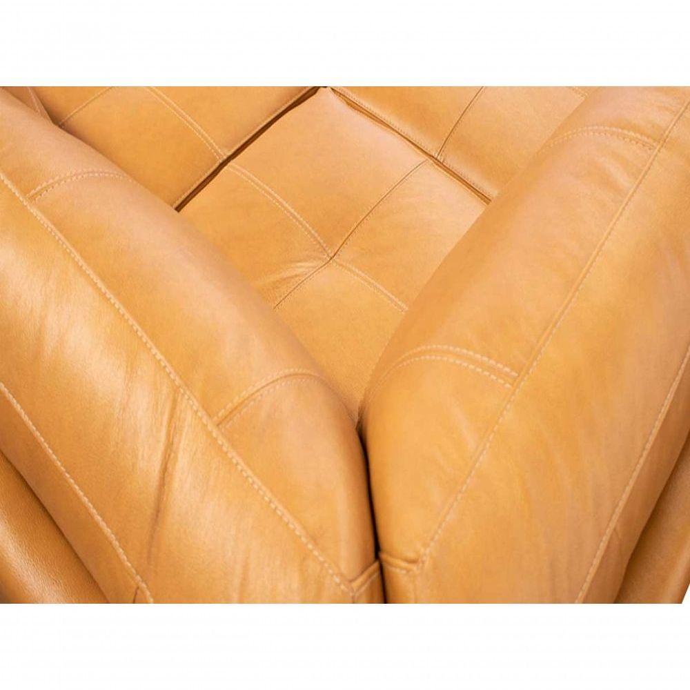Sofá De Couro Canto Marrocos 3 Lugares Com Chaise Esquerda Caramelo - Mempra Design - 8
