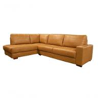 Sofá De Couro Canto Marrocos 3 Lugares Com Chaise Esquerda Caramelo - Mempra Design - 1