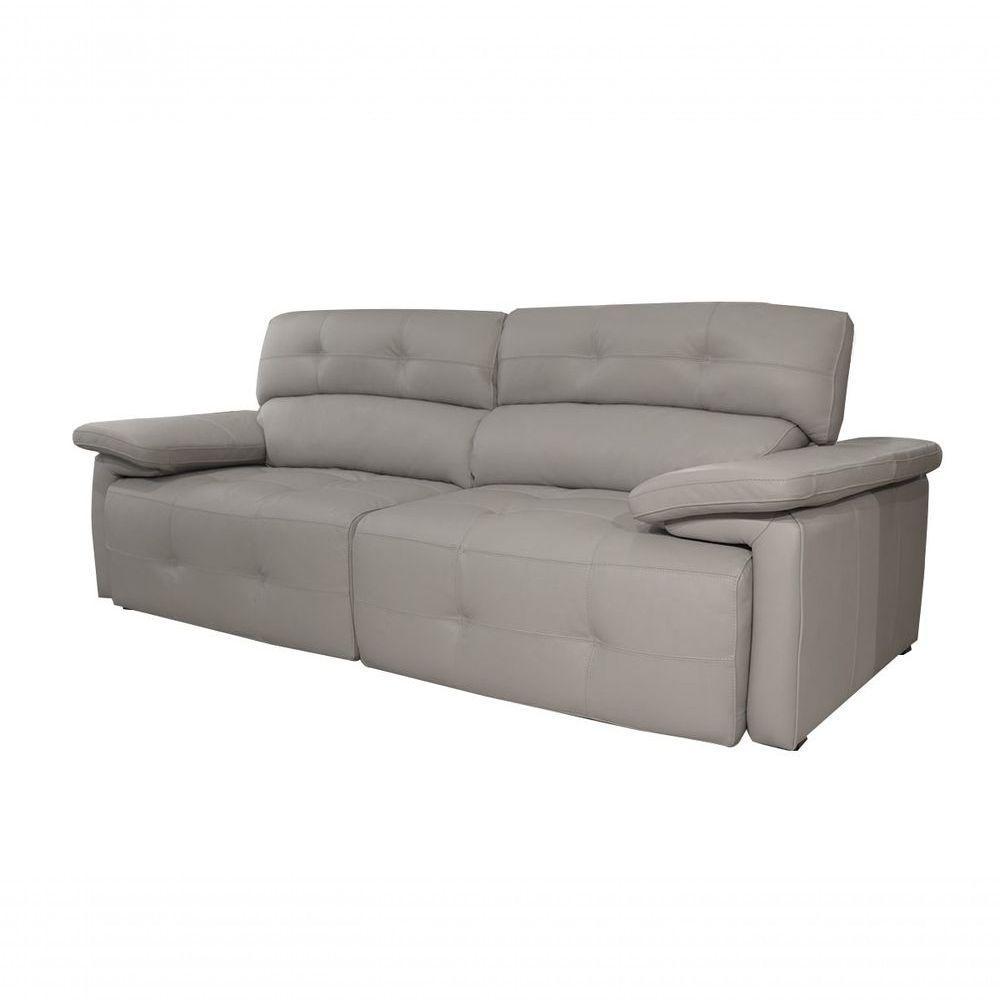 Sofá Retrátil E Reclinável De Couro Queen 2,20 M Grizzy - Mempra Design - 2