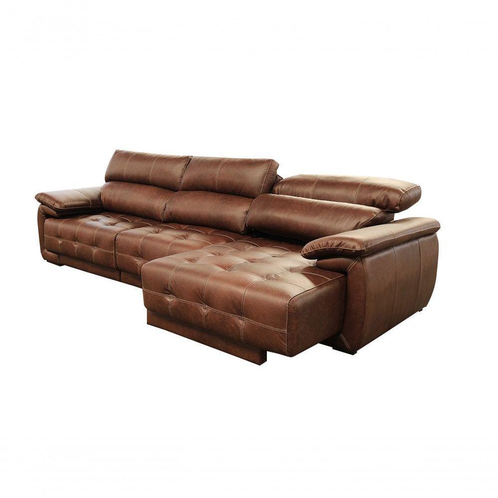 Sofá Retrátil E Reclinável De Couro Filipinas (3 Módulos) 3,30 M Soft Tabaco - Mempra Design - 4