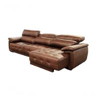 Sofá Retrátil E Reclinável De Couro Filipinas (3 Módulos) 3,30 M Soft Tabaco - Mempra Design - 3