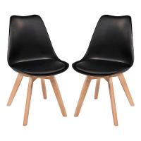 Kit Com 2 Cadeiras Sala Jantar Cozinha Leda Com Almofada Moderna Preto - 1