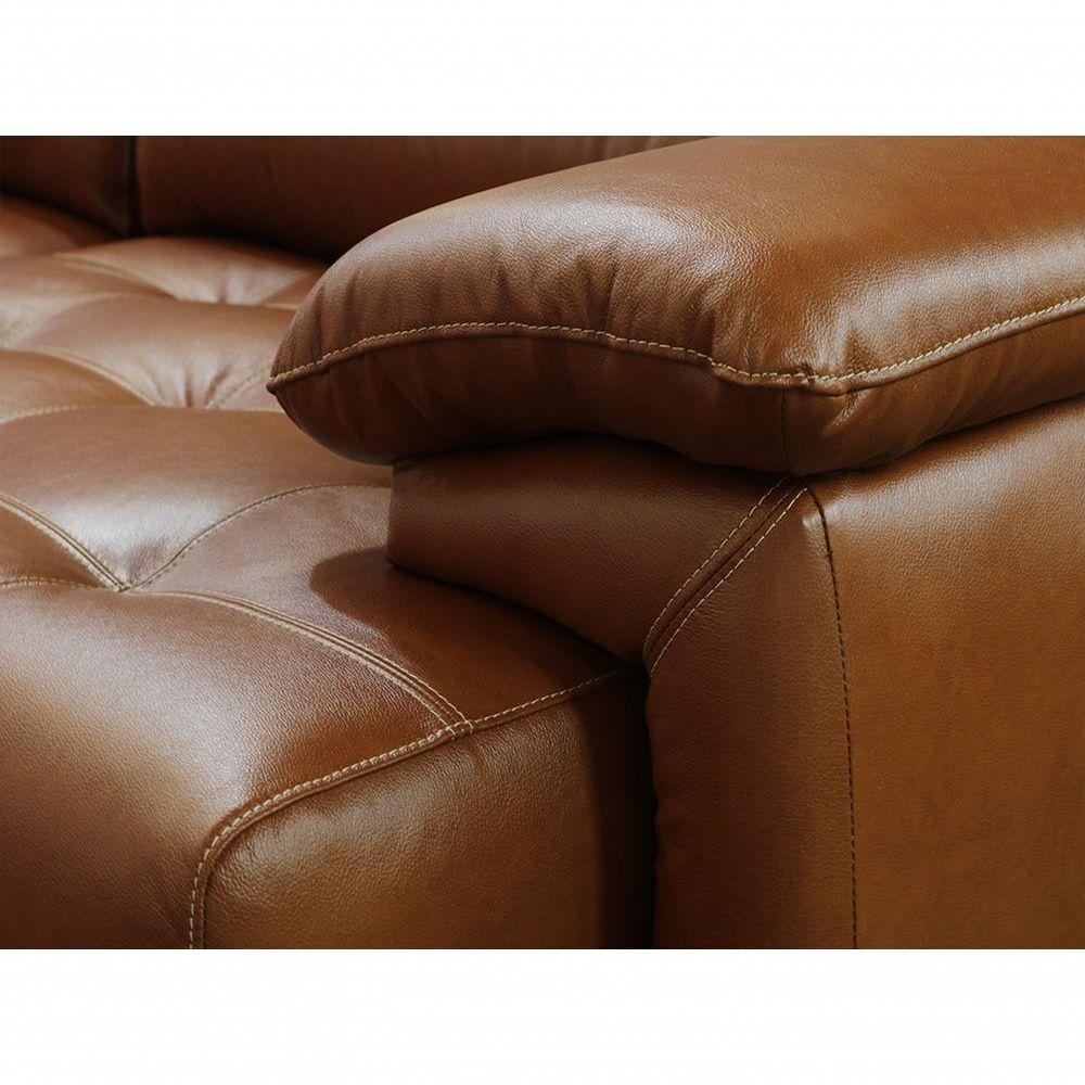 Sofá Retrátil E Reclinável De Couro Filipinas 2,60 M Conhaque Com Brilho - Mempra Design - 7