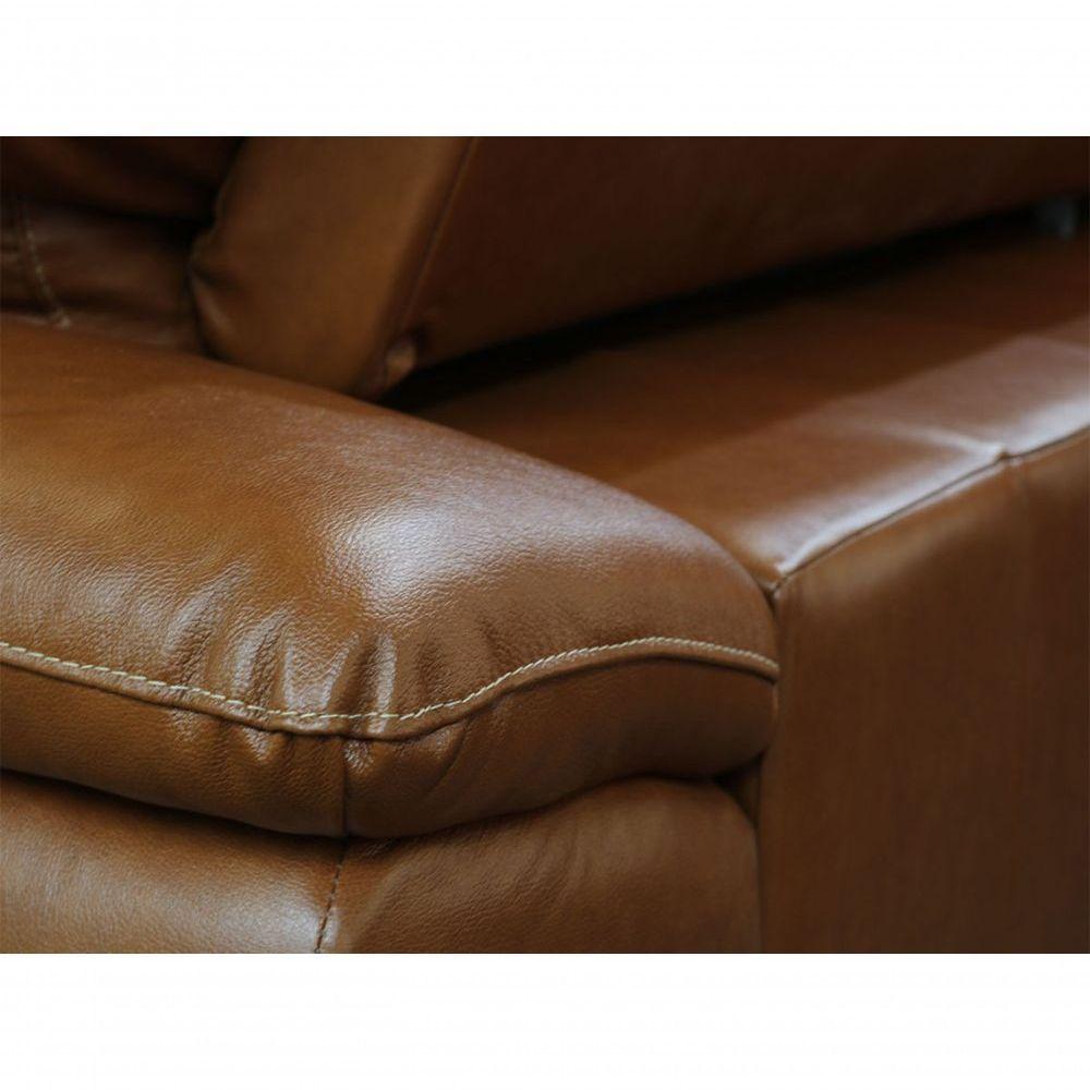 Sofá Retrátil E Reclinável De Couro Filipinas 2,60 M Conhaque Com Brilho - Mempra Design - 8