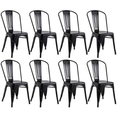 Kit Com 8 Cadeiras Empilhavel Tolix Preto Fosca Estilo Industrial E Conforto Para Qualquer Ambiente