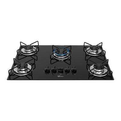 Cooktop a Gás Fischer Fit Line 5 Bocas Vidro Temperado Preto com Acendimento Automático Bivolt