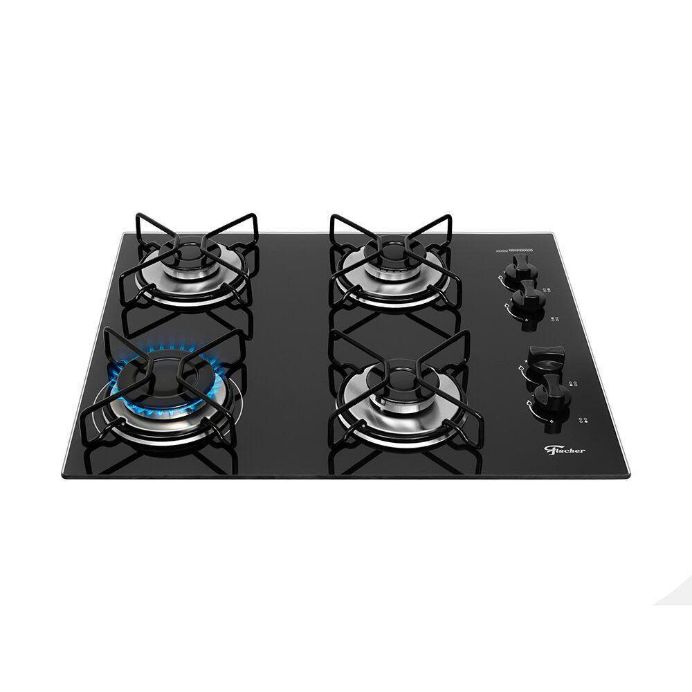 Cooktop A Gás 4 Bocas Fit Line Fischer Preto Bivolt - 1