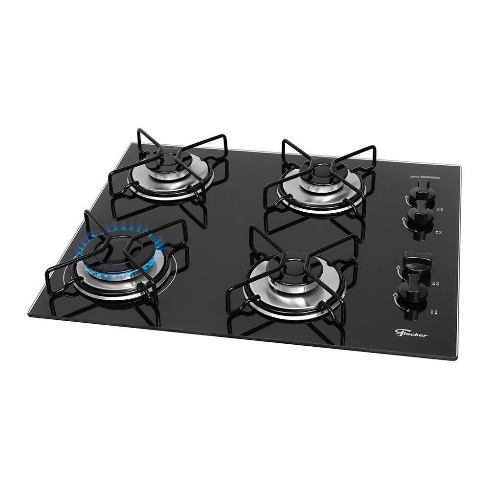 Cooktop A Gás 4 Bocas Fit Line Fischer Preto Bivolt - 2