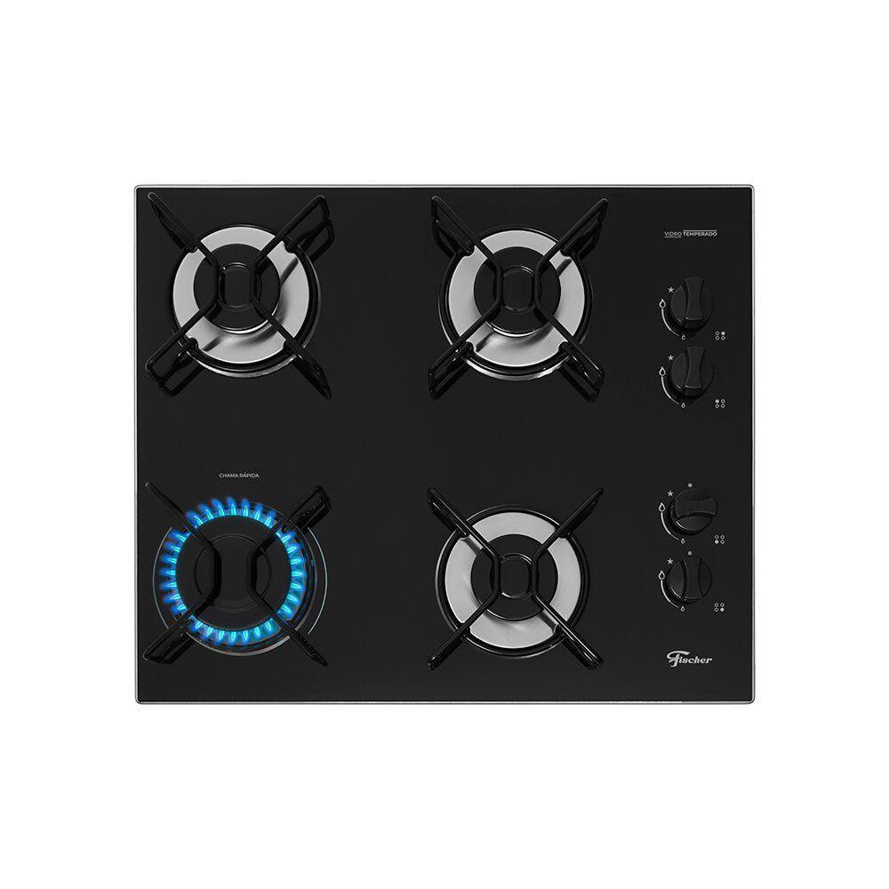 Cooktop A Gás 4 Bocas Fit Line Fischer Preto Bivolt - 3