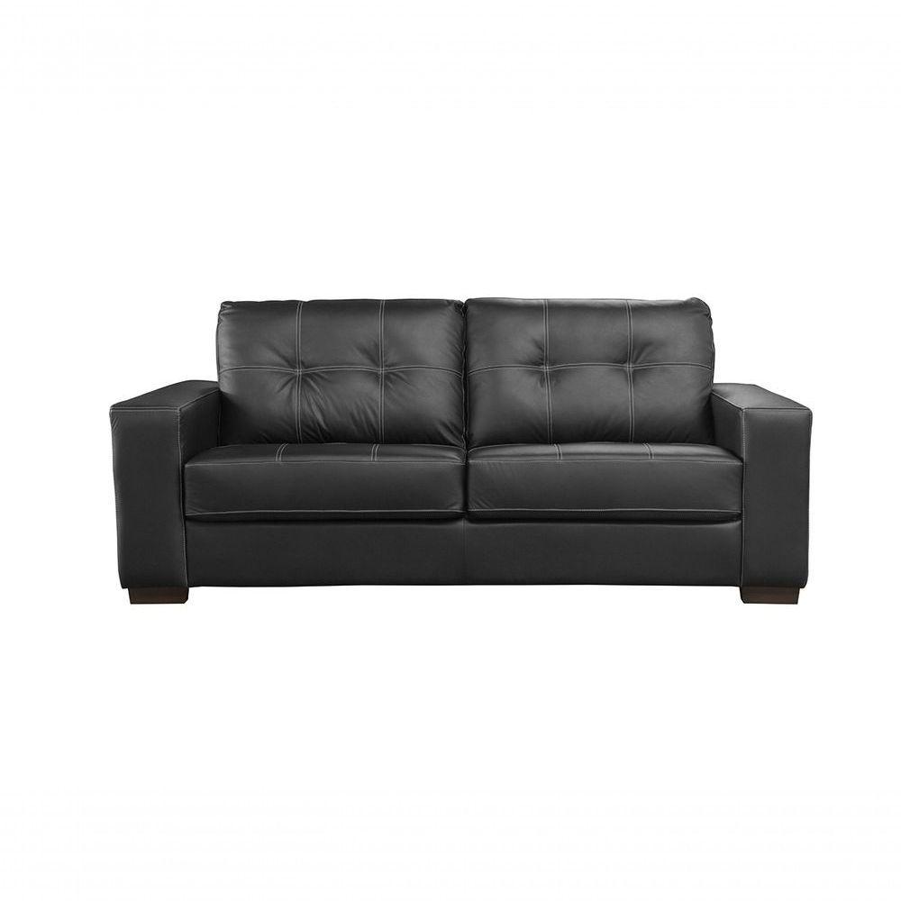 Conjunto Sofá De Couro Punto 3 Lugares Preto Pigmentado - Mempra - 2