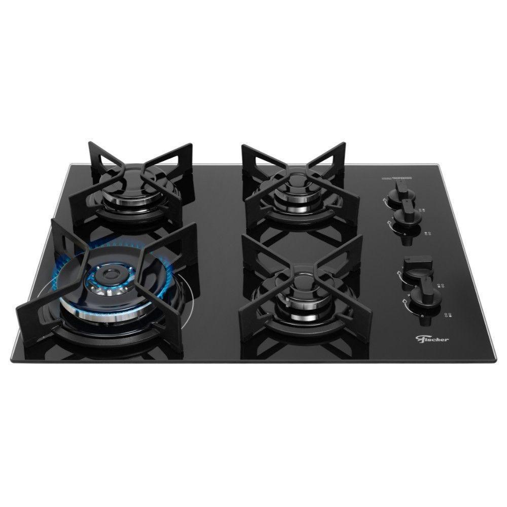 Cooktop 4 Bocas Tripla Chama Fit Line Fischer Preto Bivolt - 3