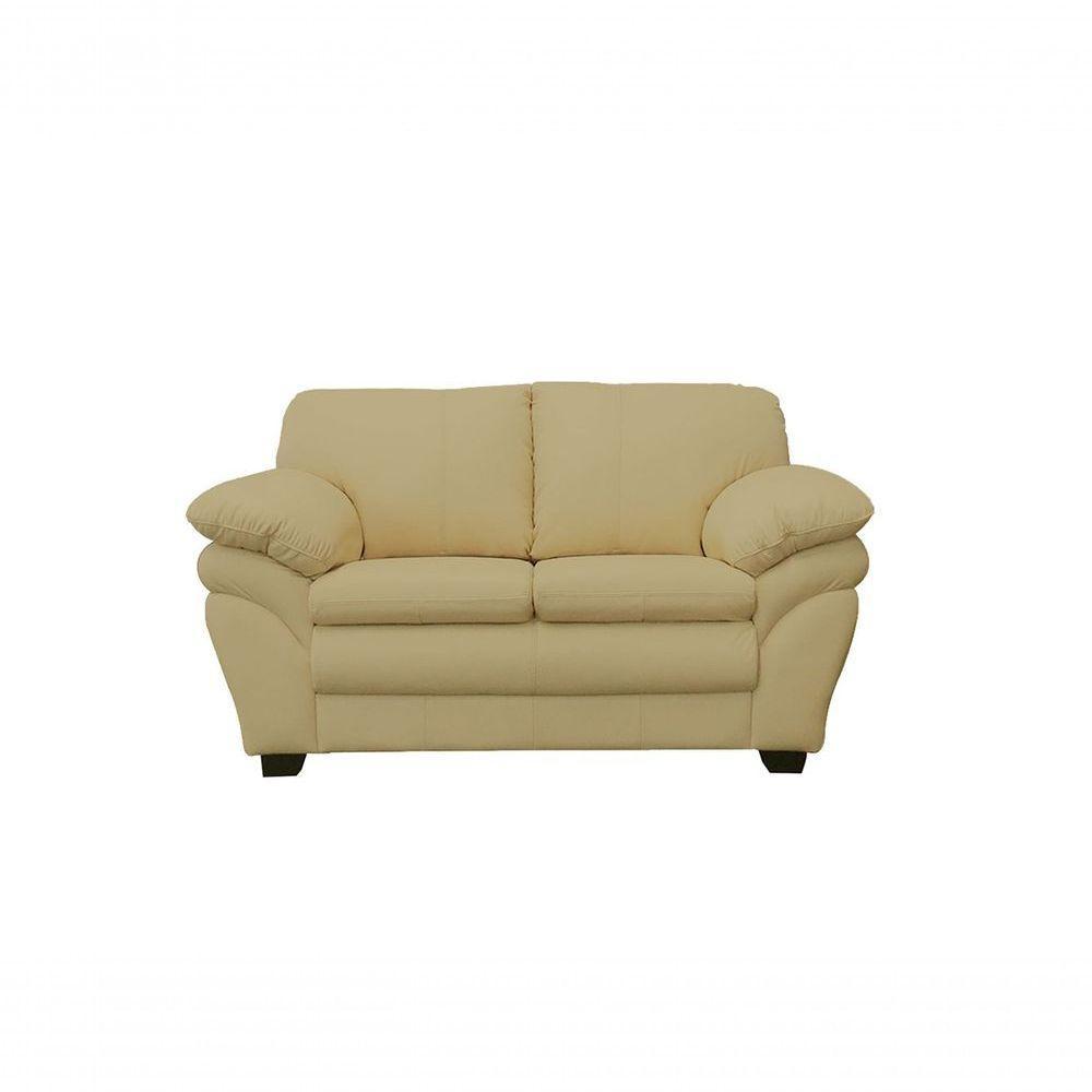Conjunto Sofá De Couro Gana 3 E 2 Lugares Bege Ivory - Mempra Design - 2