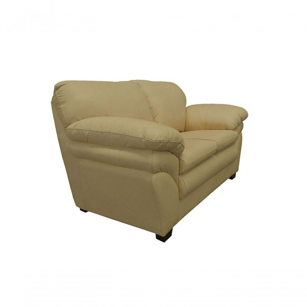 Conjunto Sofá De Couro Gana 3 E 2 Lugares Bege Ivory - Mempra Design - 4
