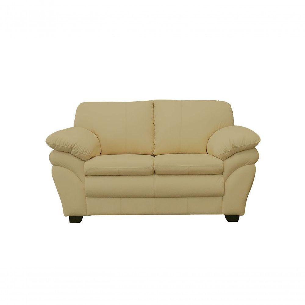 Conjunto Sofá De Couro Gana 3 E 2 Lugares Bege Ivory - Mempra Design - 8