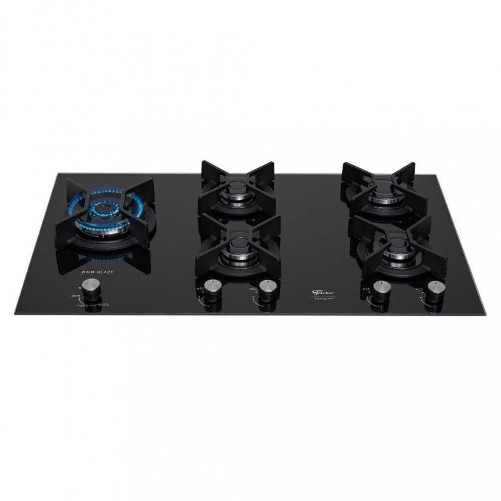 Cooktop 5 Bocas Tripla Chama Infinity Mesa Vidro Fischer Preto Bivolt - 2
