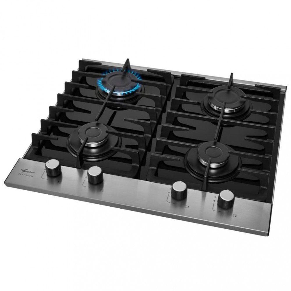 Cooktop 4 Bocas Vidro Temperado Platinium Fischer Preto Bivolt - 1