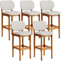 Kit 05 Banquetas Alta Bar Cozinha Sala Jantar Fixa Betta L02 Imbuia Bouclê Cru - Lyam Decor - 1