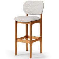 Kit 05 Banquetas Alta Bar Cozinha Sala Jantar Fixa Betta L02 Imbuia Bouclê Cru - Lyam Decor - 7