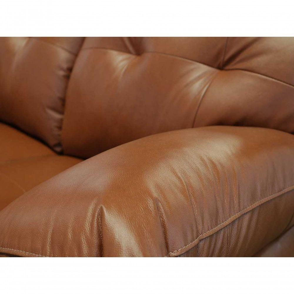 Sofá De Couro Marselha 2 Lugares Conhaque Com Brilho - Mempra - 6