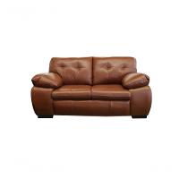 Sofá De Couro Marselha 2 Lugares Conhaque Com Brilho - Mempra - 1