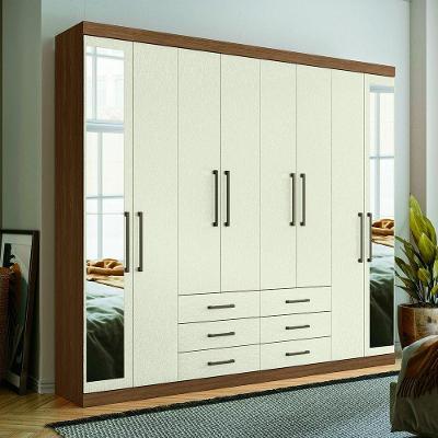 Guarda Roupa 8 Portas E 6 Gavetas Com Espelho Havana Master Santos Andirá Jatoba/areia