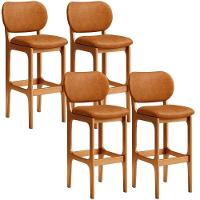 Kit 04 Banquetas Alta Bar Cozinha Sala Jantar Fixa Betta L02 Imbuia Couríssimo Canela - Lyam Decor - 1