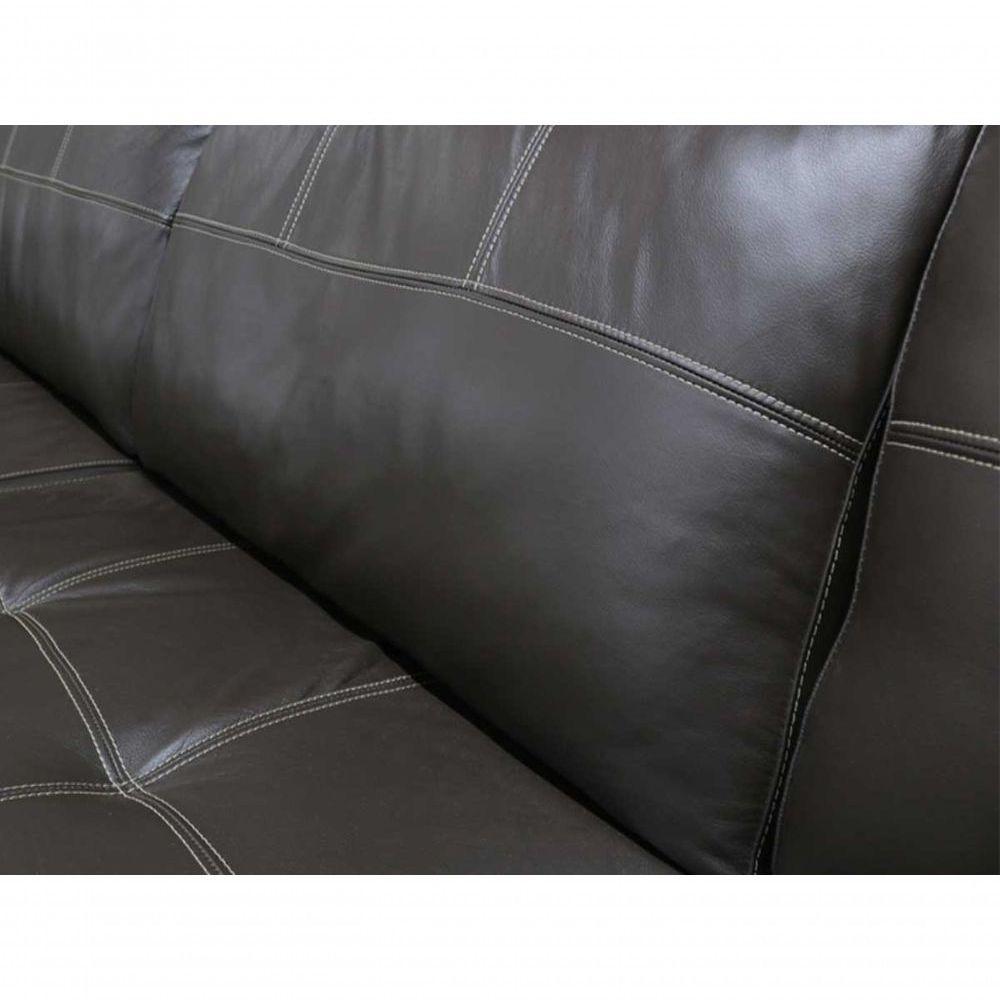 Sofá De Couro Canto Marrocos 3 Lugares Com Chaise Marrom Pigmentado - Mempra Design - 4