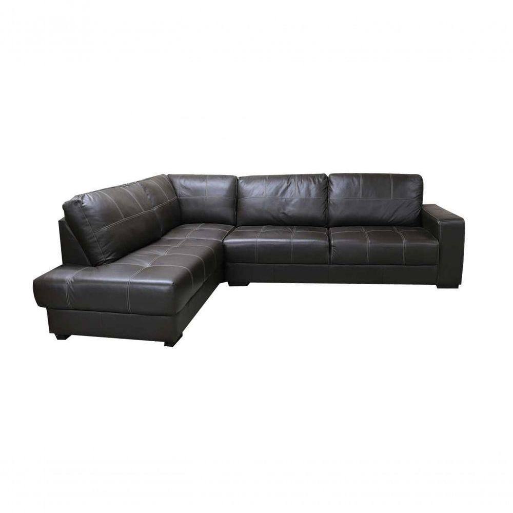 Sofá De Couro Canto Marrocos 3 Lugares Com Chaise Marrom Pigmentado - Mempra Design - 5