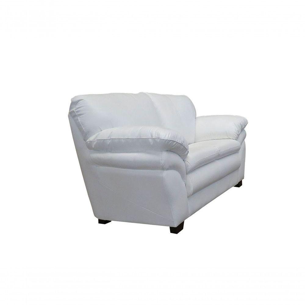 Sofá De Couro Gana 2 Lugares Branco Pigmentado - Mempra Design - 2