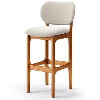 Kit 03 Banquetas Alta Bar Cozinha Sala Jantar Fixa Betta L02 Imbuia Bouclê Creme - Lyam Decor - 7