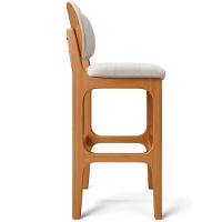 Kit 03 Banquetas Alta Bar Cozinha Sala Jantar Fixa Betta L02 Imbuia Bouclê Creme - Lyam Decor - 8