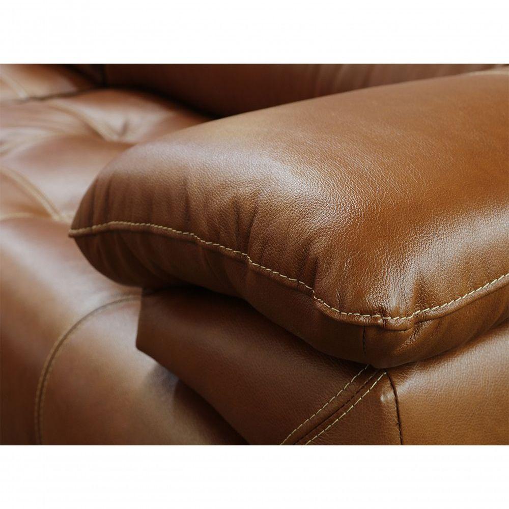 Sofá Retrátil E Reclinável De Couro Filipinas 2,20 M Conhaque Com Brilho - Mempra Design - 2