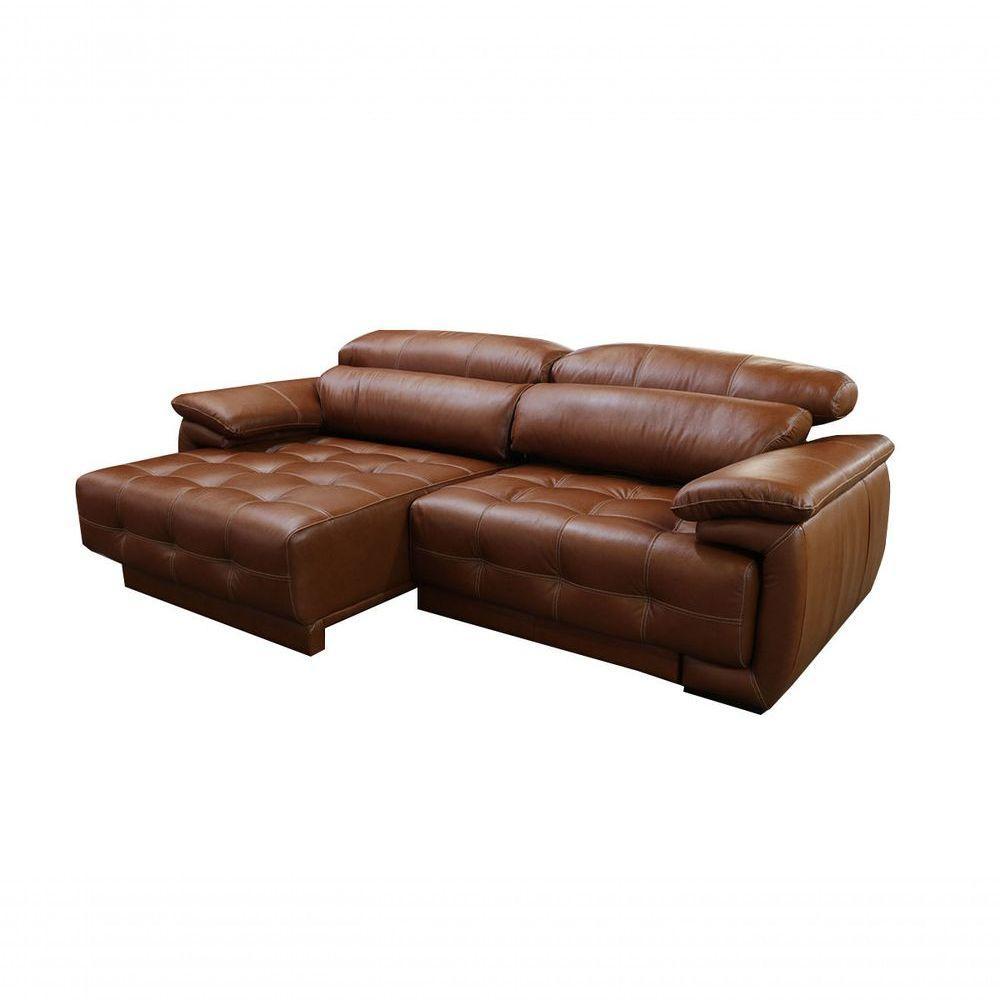 Sofá Retrátil E Reclinável De Couro Filipinas 2,20 M Conhaque Com Brilho - Mempra Design - 6