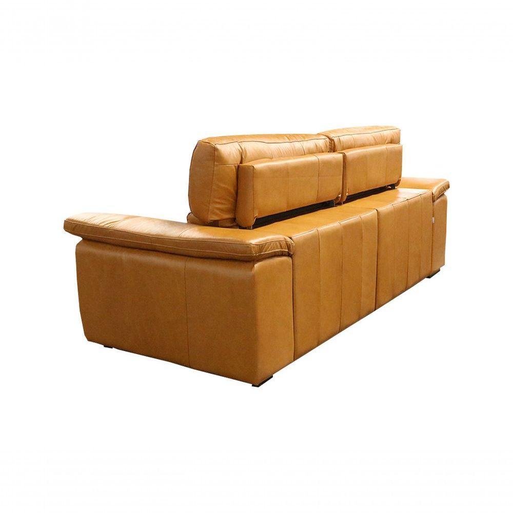 Sofá Retrátil E Reclinável De Couro Queen 2,20 M Caramelo - Mempra Design - 5