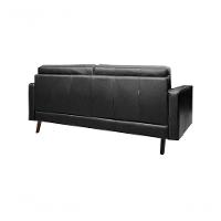 Sofá De Couro Melfi 3 Lugares Preto Pigmentado - Mempra - 2