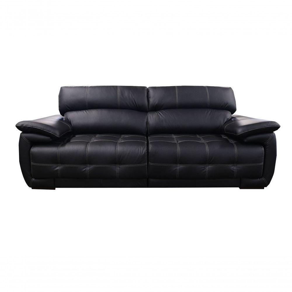 Sofá Retrátil E Reclinável De Couro Filipinas 2,40 M Preto Pigmentado - Mempra Design - 1