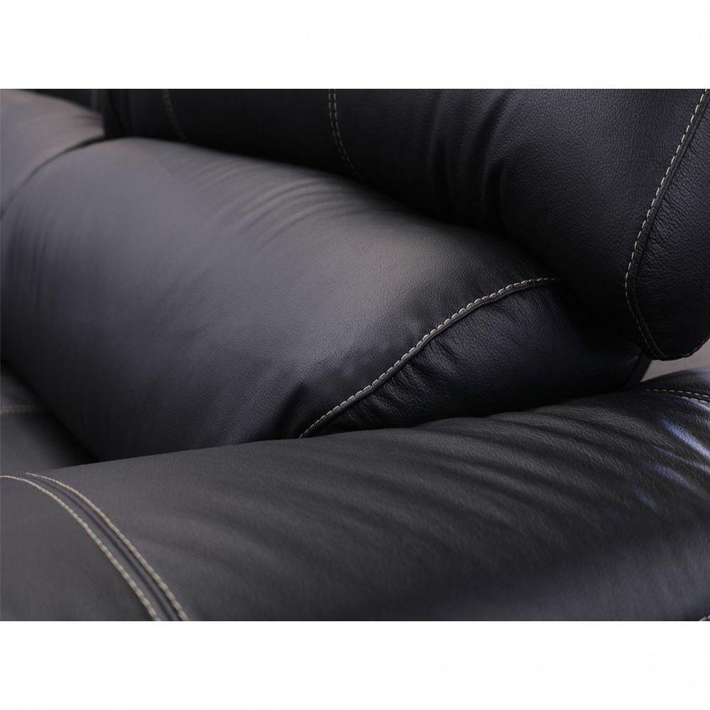 Sofá Retrátil E Reclinável De Couro Filipinas 2,40 M Preto Pigmentado - Mempra Design - 7