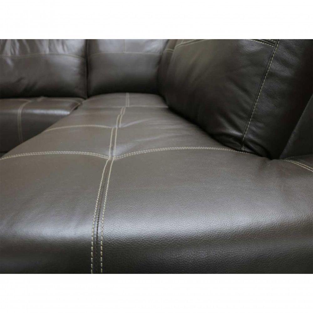 Sofá De Couro Canto Marrocos 3 Lugares Com Chaise Direita Marrom Pigmentado - Mempra Design - 4