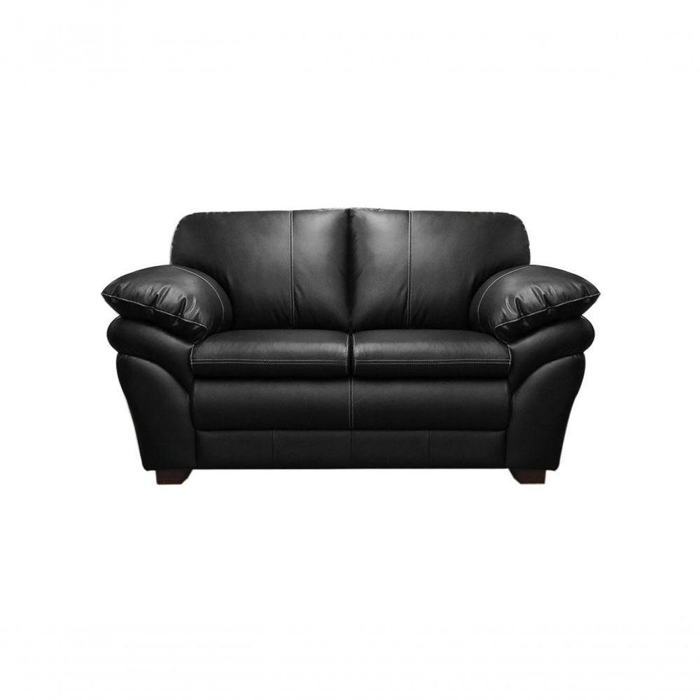 Sofá De Couro Gana 2 Lugares Preto Pigmentado - Mempra Design - 2