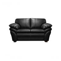 Sofá De Couro Gana 2 Lugares Preto Pigmentado - Mempra Design - 2