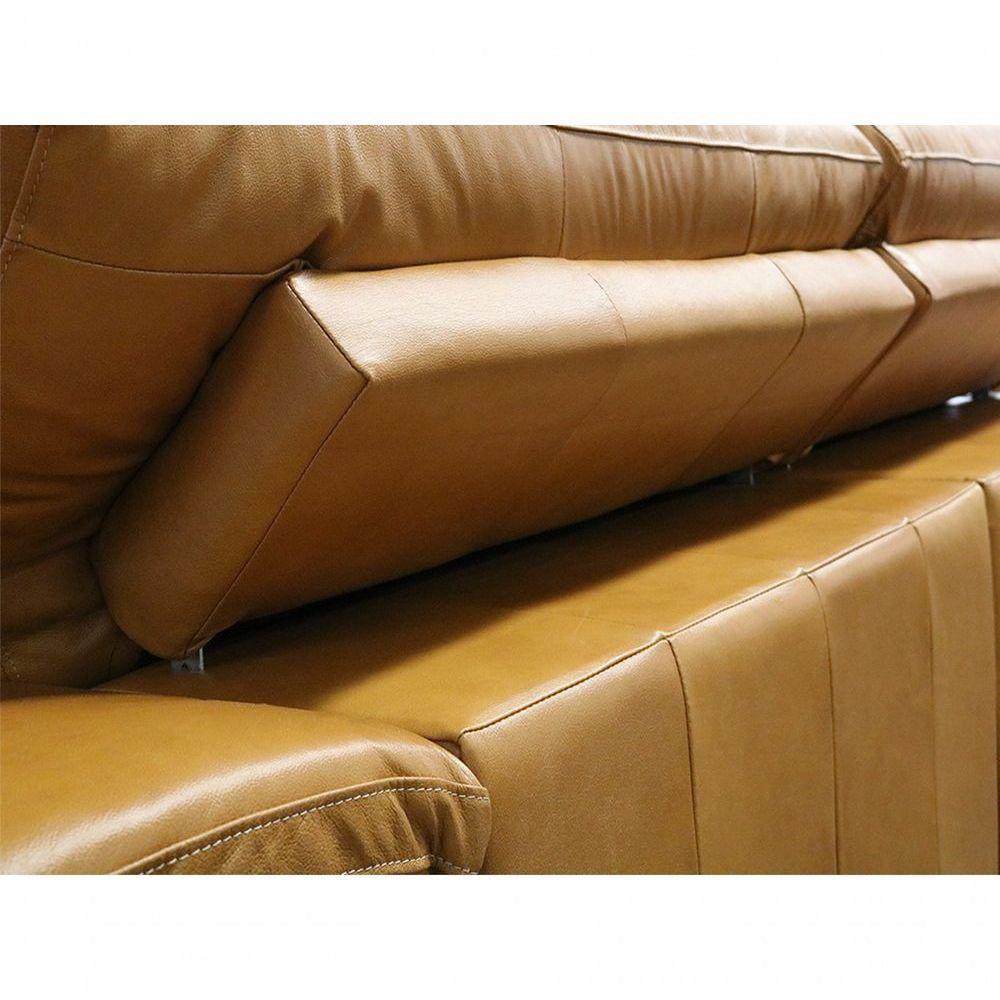 Sofá Retrátil E Reclinável De Couro Queen 2,60 M Caramelo - Mempra Design - 8