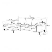 Sofá De Couro Asti 2 Lugares Com Chaise Esquerda Preto Pigmentado - Mempra Design - 3