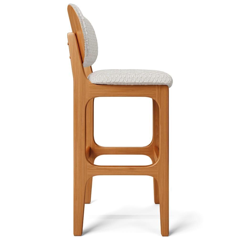 Kit 02 Banquetas Alta Bar Cozinha Sala Jantar Fixa Betta L02 Imbuia Bouclê Cru - Lyam Decor - 8